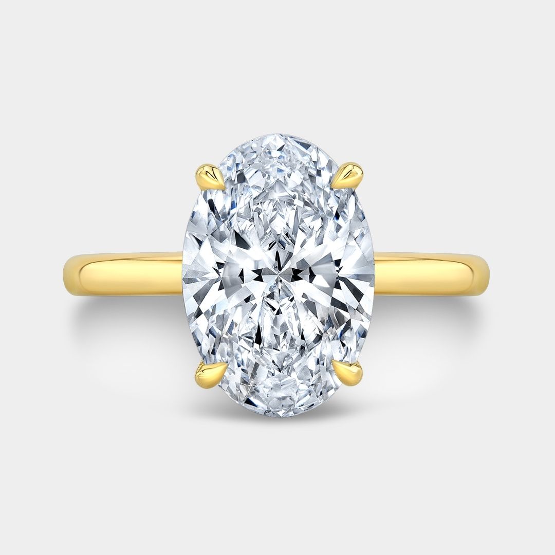 3.60ct The Hailey Lab Grown Oval Diamond Solitaire Yellow Gold Engagement Ring