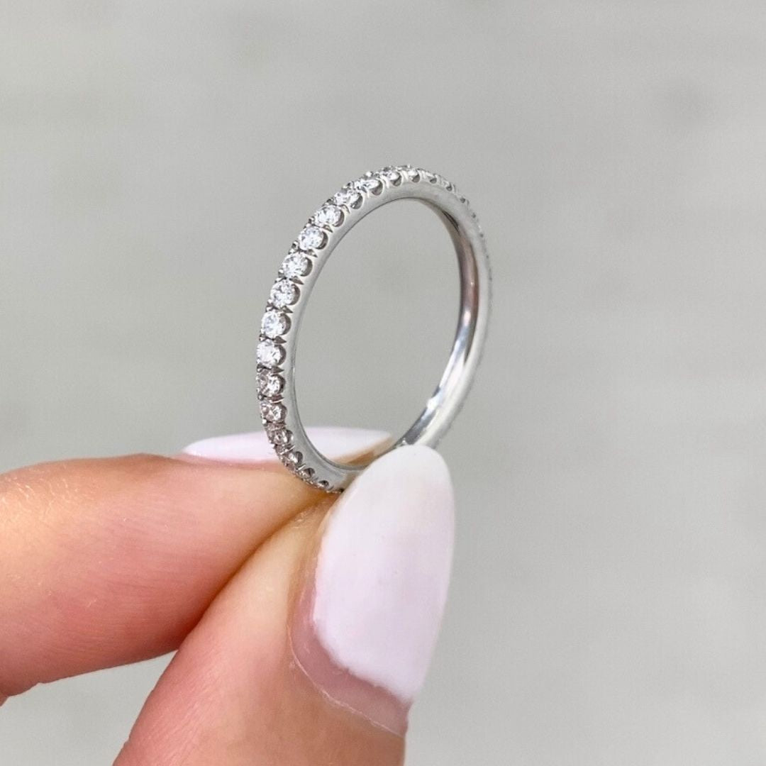 0.50ct Natural Round Diamond U Pave Platinum Eternity Wedding Band