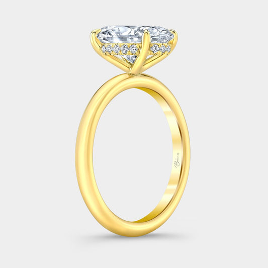 Oval Diamond Hidden Halo Solitaire Yellow Gold Engagement Ring