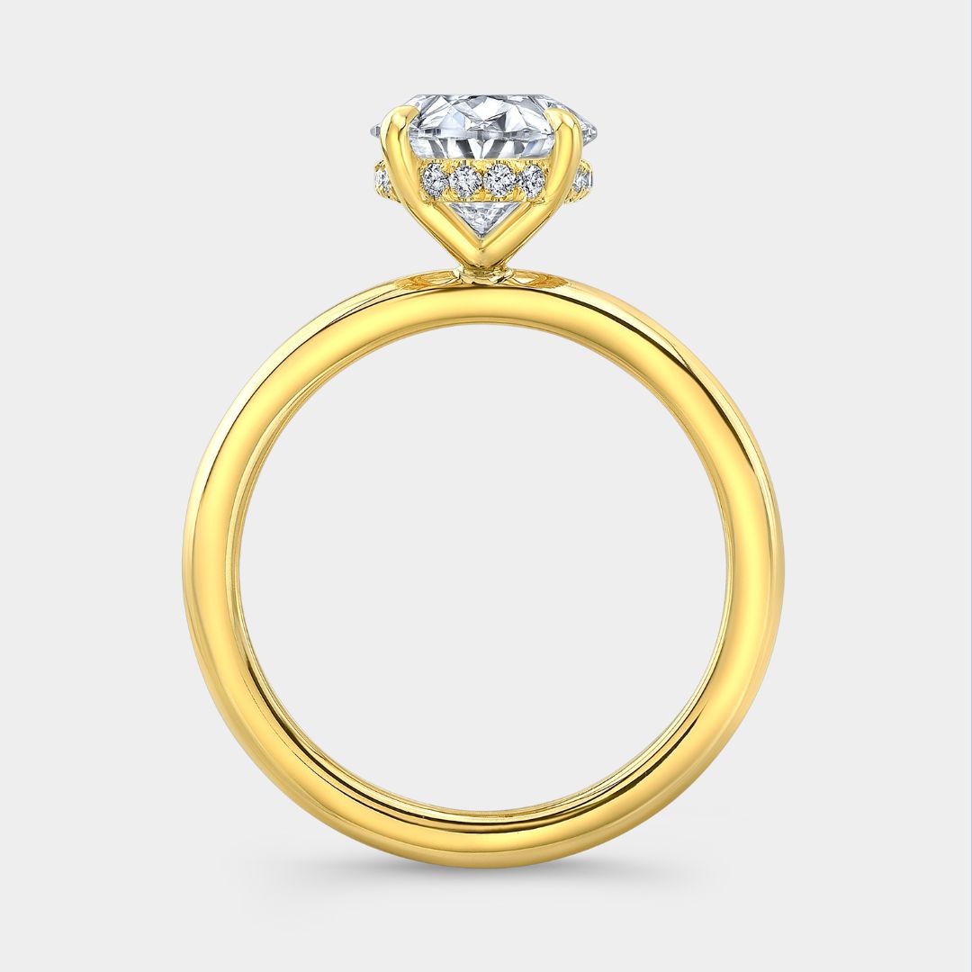 Oval Diamond Hidden Halo Solitaire Yellow Gold Engagement Ring