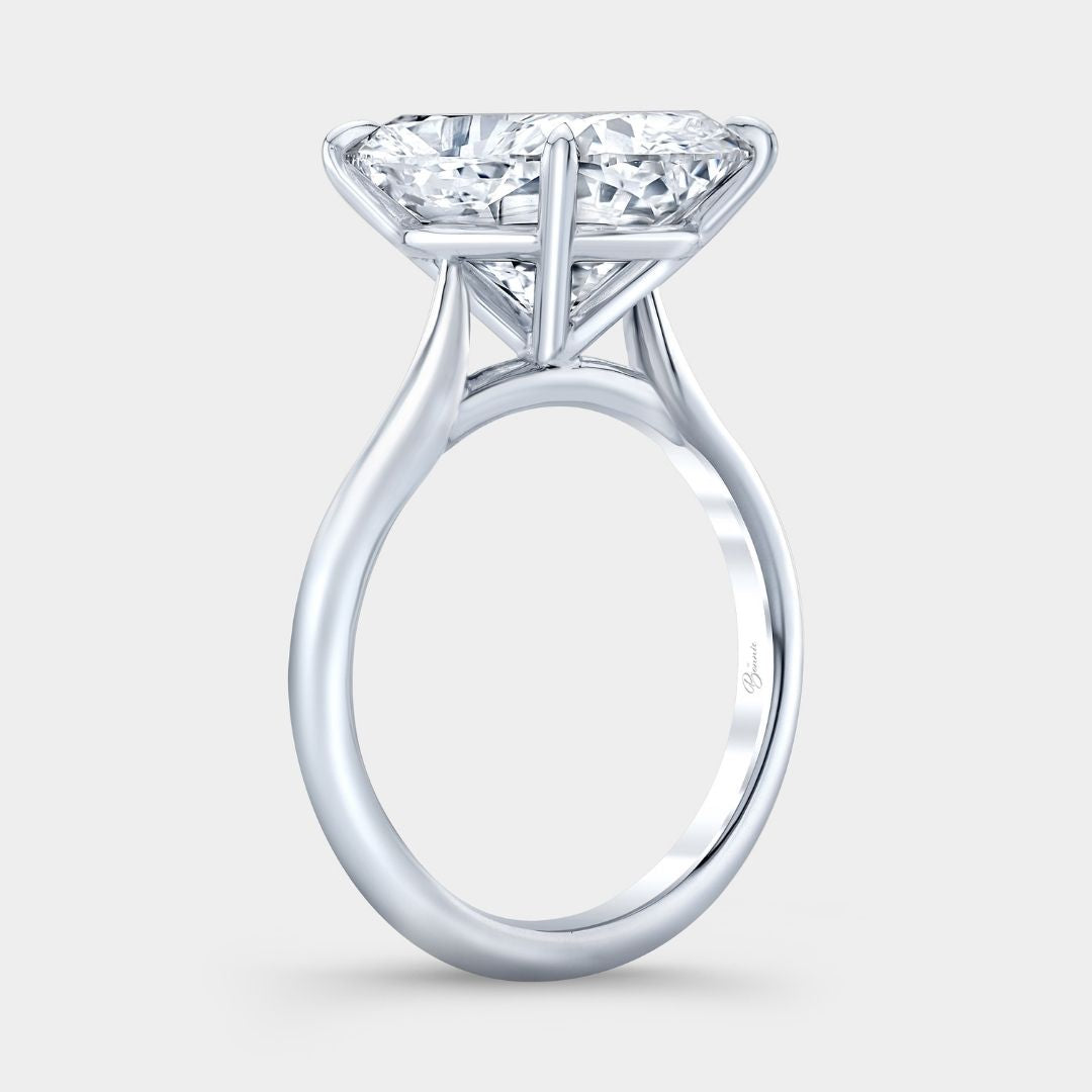 Lab Grown Cushion Diamond Tapered Cathedral Solitaire Platinum Engagement Ring
