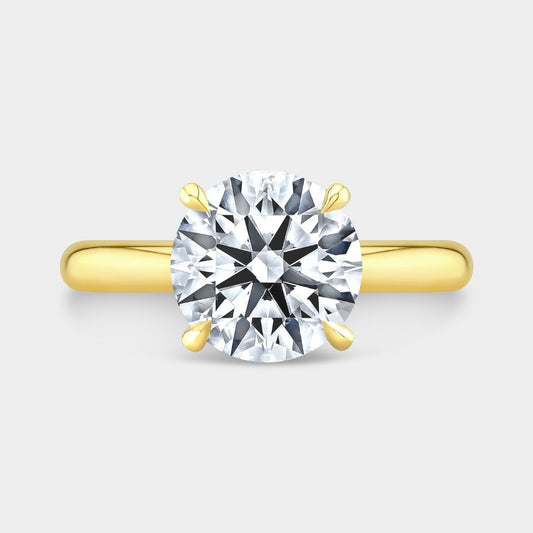 Round Diamond Solitaire 4 Prong Yellow Gold Engagement Ring