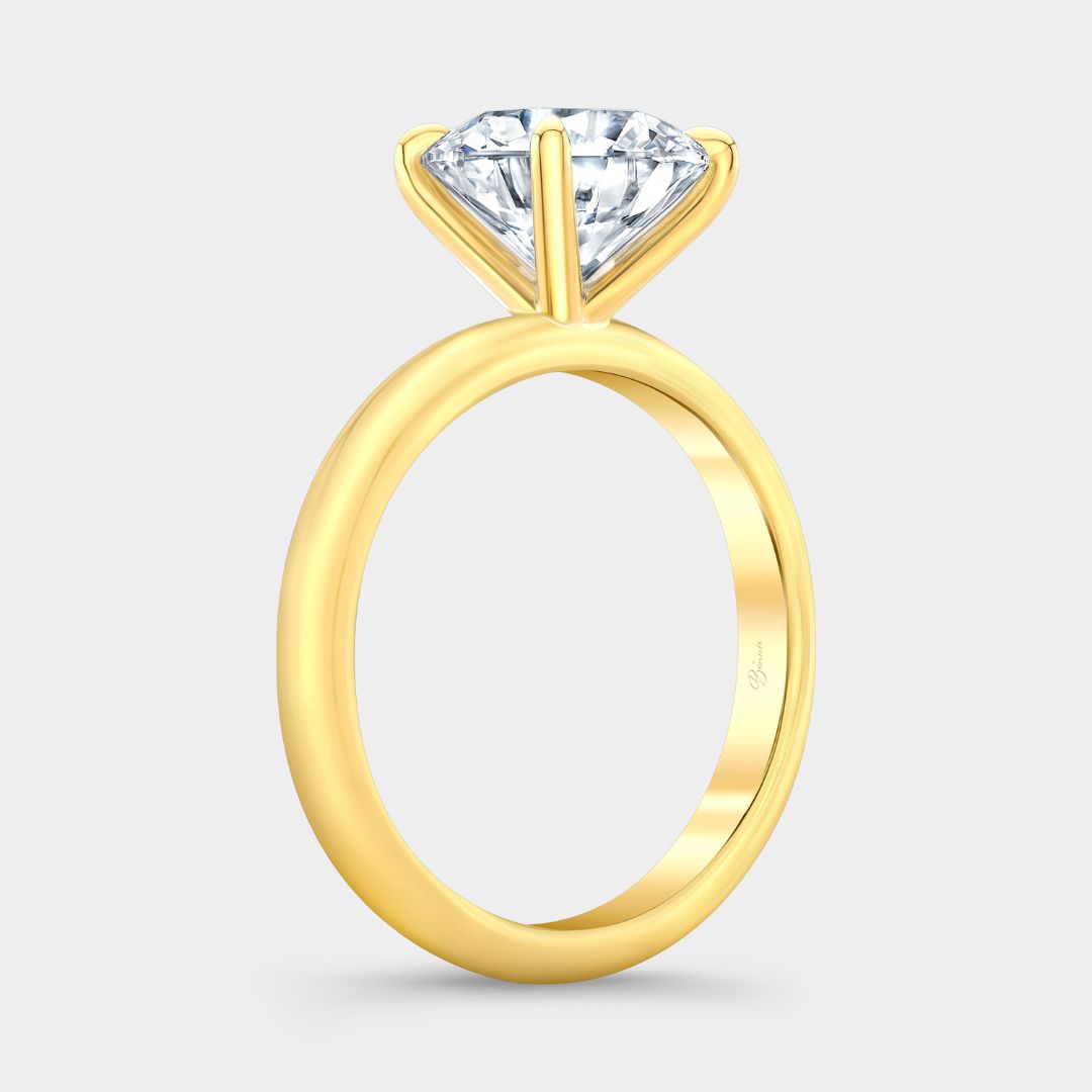 Round Diamond Solitaire 4 Prong Yellow Gold Engagement Ring