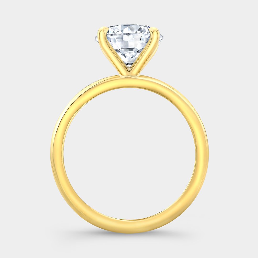 Round Diamond Solitaire 4 Prong Yellow Gold Engagement Ring
