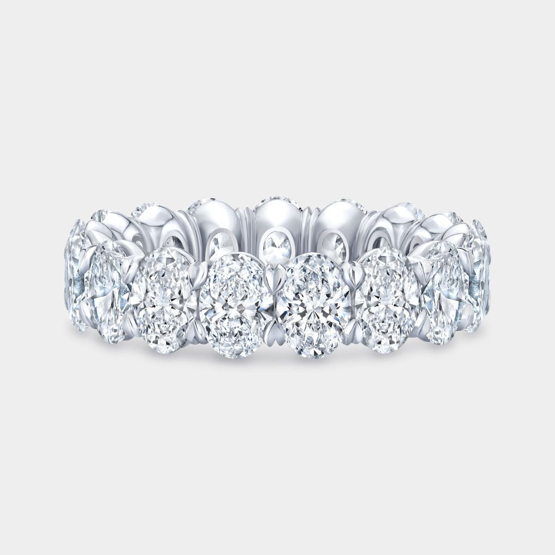 4.25ct Victoria Oval Diamond 5.25mm Platinum Eternity Wedding Band