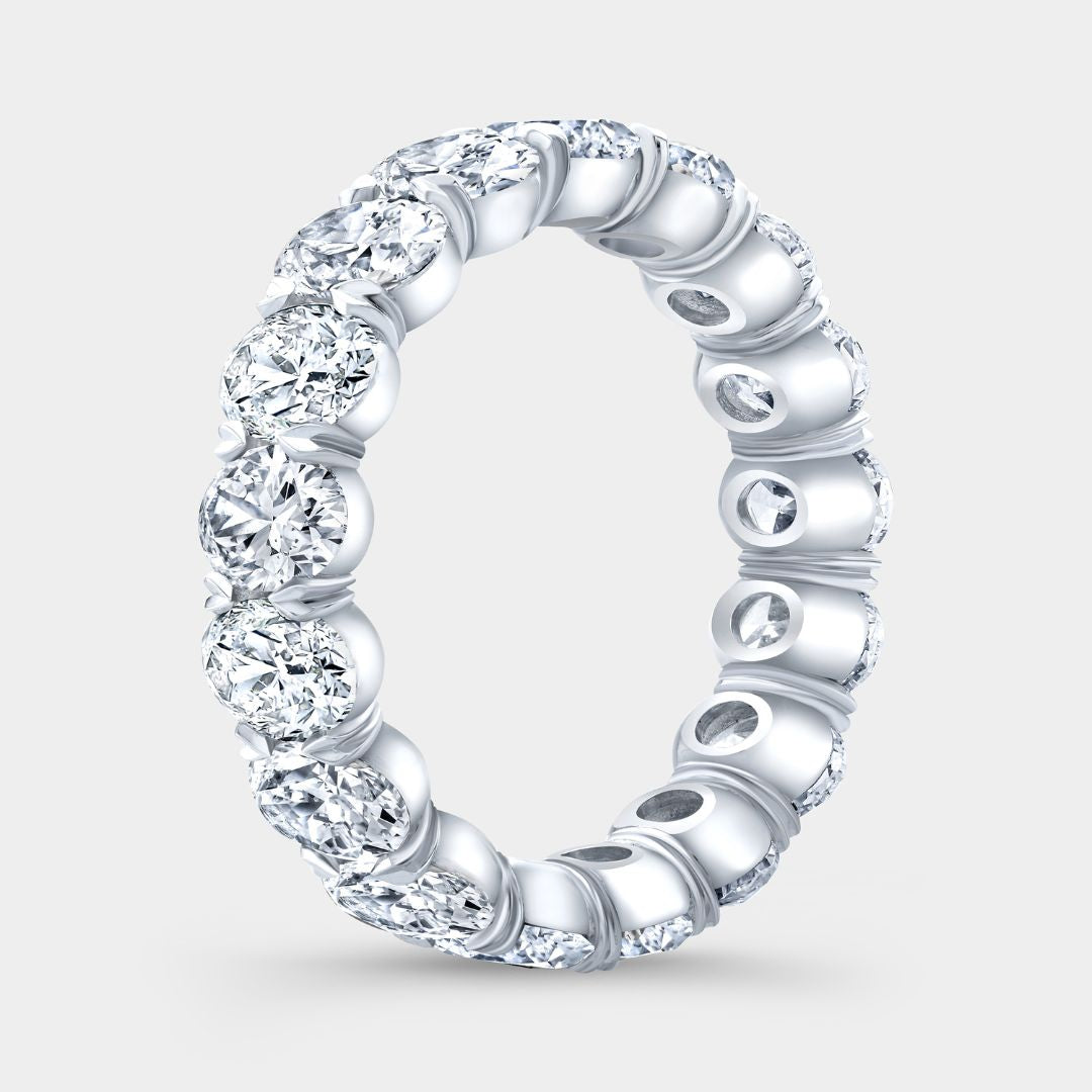 4.25ct Victoria Oval Diamond 5.25mm Platinum Eternity Wedding Band