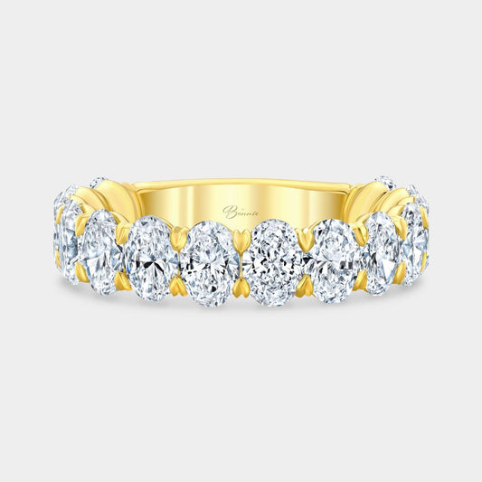 3ct oval diamond yellow gold wedding band, Victoria design, 5.0mm wide

