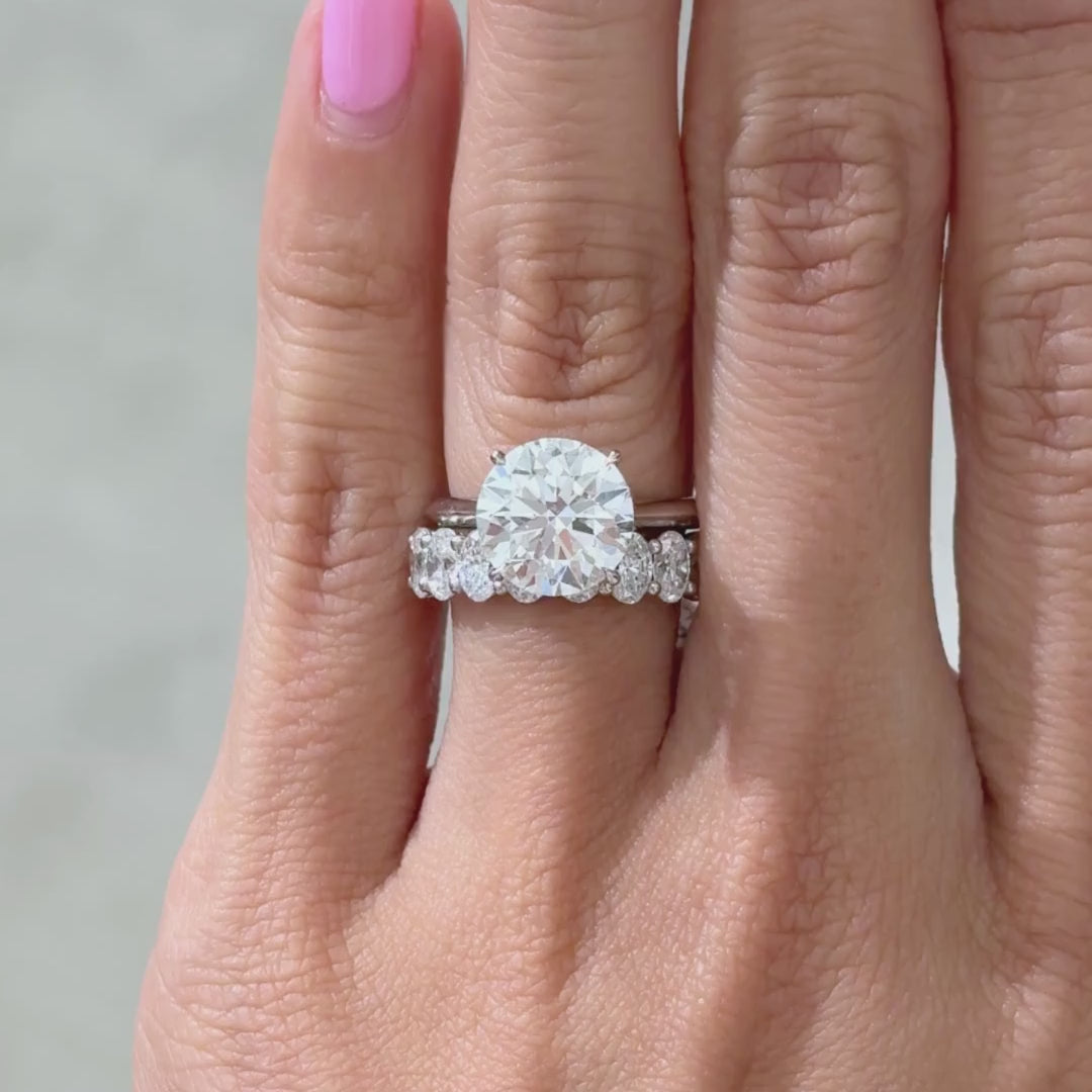 3ct Lab Grown Oval Diamond 9 Stone White Gold Wedding Band – By