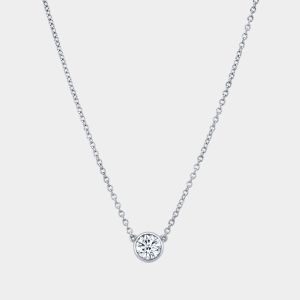 0.50ct Round Diamond Bezel Set Pendant Necklace
