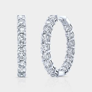 0.75 Inch Lab Grown Round Diamond Inside Out Hoop Earrings