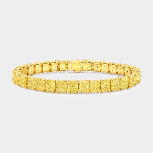 12.65ct Fancy Intense Yellow Alternating Diamond Bracelet – Rare Colors
