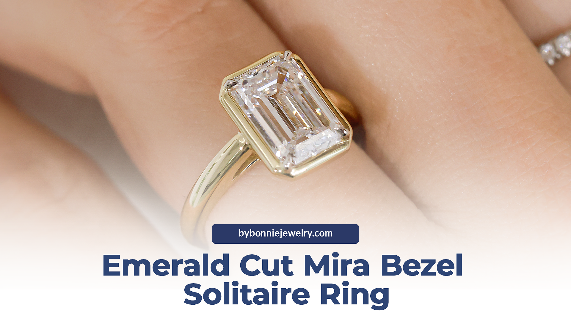 emerald cut bezel engagement ring