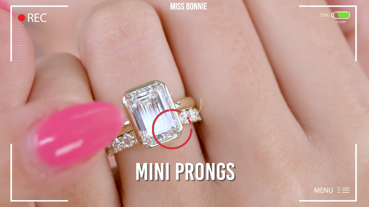Prongs On Emerald Cut Bezel Solitaire Ring