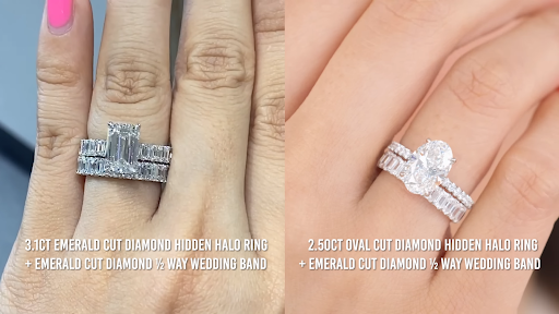 oval cut and emerald cut ring pairing comparison