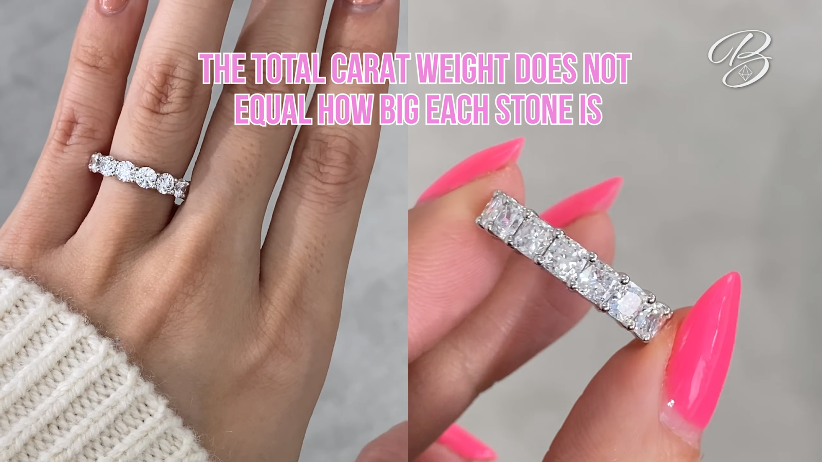 The total carat weigth does not equal how big each stone is 