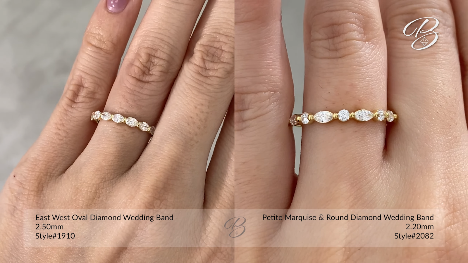 Oval East West Wedding Band vs Marquise Wedding Band