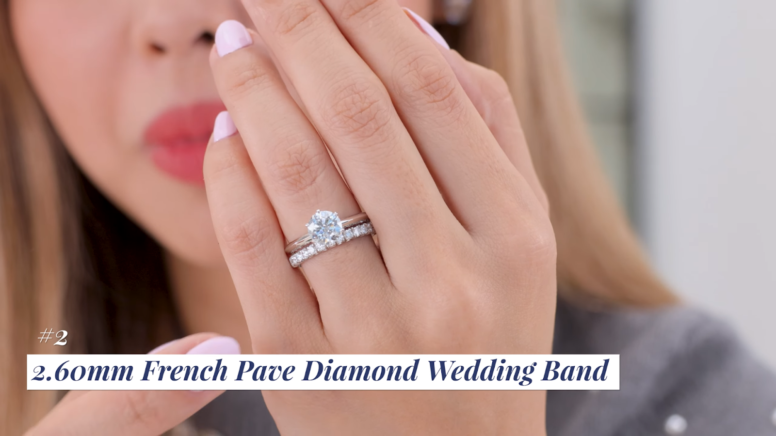 French Pave ½ Way Diamond Wedding Band