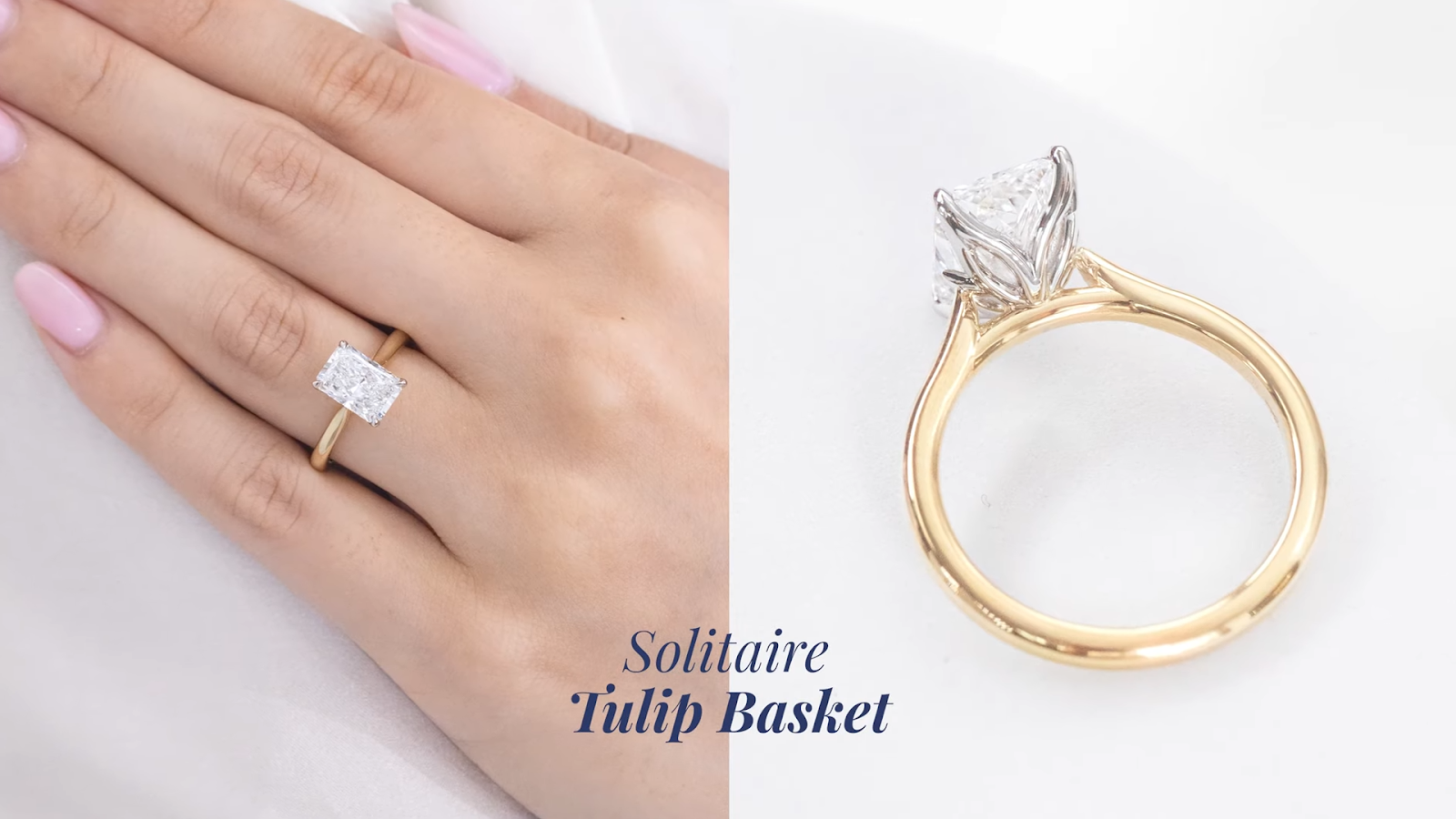 Radiant Cut Tulip Basket Solitaire Engagement Ring